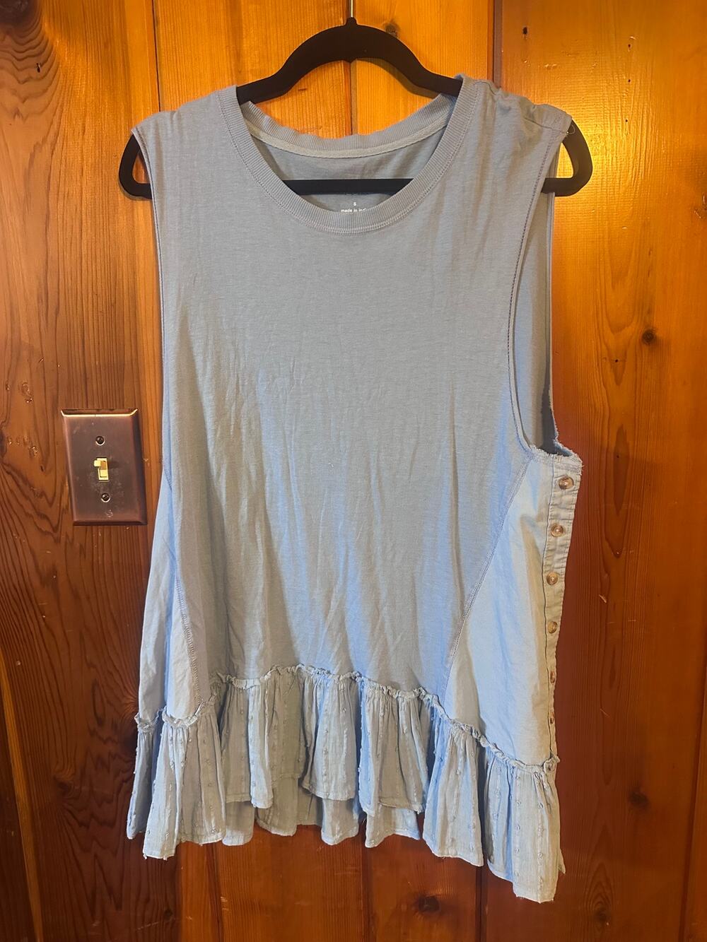 Ruffle Hem Button Tank | Anthropologie Pilcro | Size S